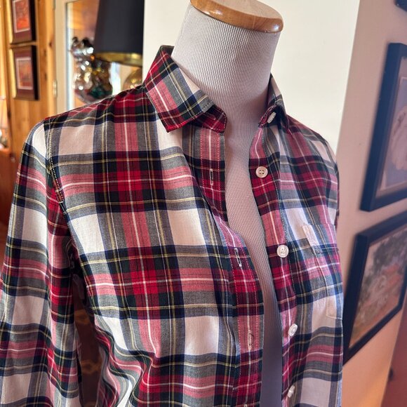 PJ. CREW White Red Blue Black Plaid Tartan Perfect Fit Button Down Shirt – XS - Picture 4 of 9